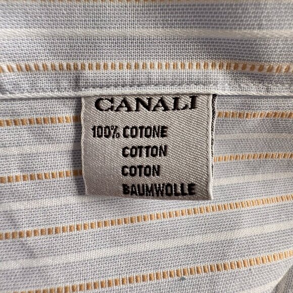 Canali Cotton Striped Long Sleeve Dress Shirt - Picture 8 of 10